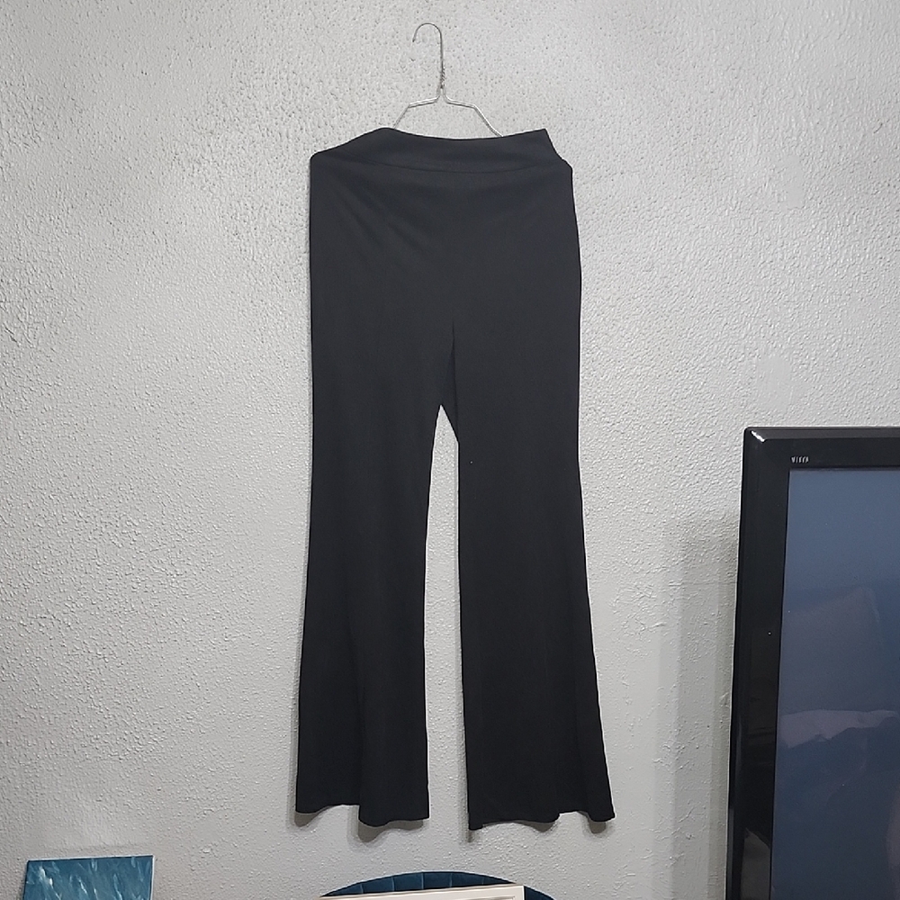 Faux Suede Black Women's Flare Pants With Stretch Sz. M